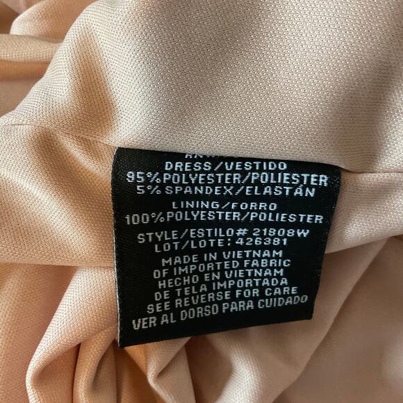 Metallic Sleeveless Evening Gown Rose Gold Size 14W Nightway Thigh Slit Dress - Picture 10 of 12